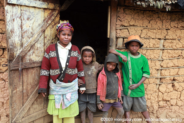 Family in a tiny village near Mantandia